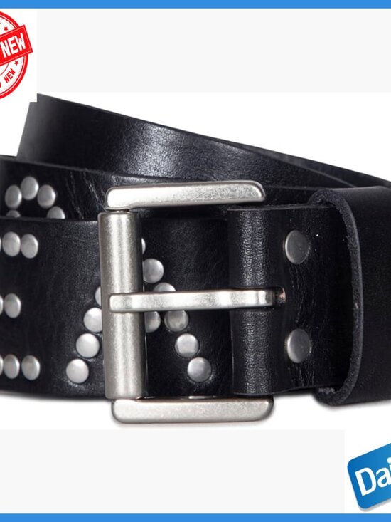 1.5 Inch Studded Leather Belt with Roller Buckle, Adjustable Sizing main image 4